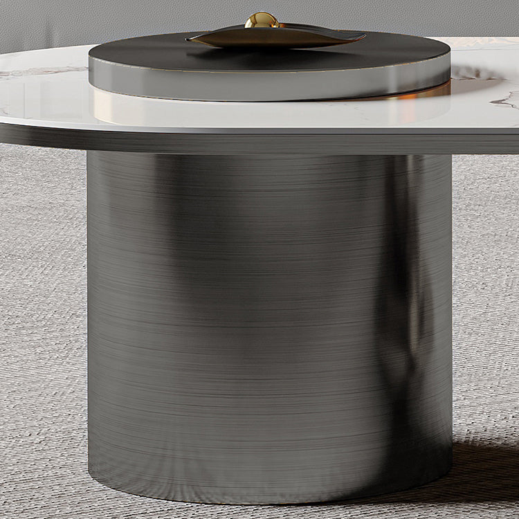 Glam Slate Cocktail Table Stainless Steel Abstract Coffee Table