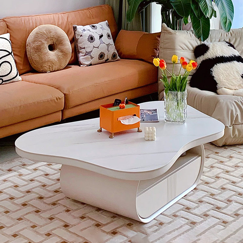 Slate Top Coffee or End Table Abstract Coffee Cocktail Table with Storage Drawers