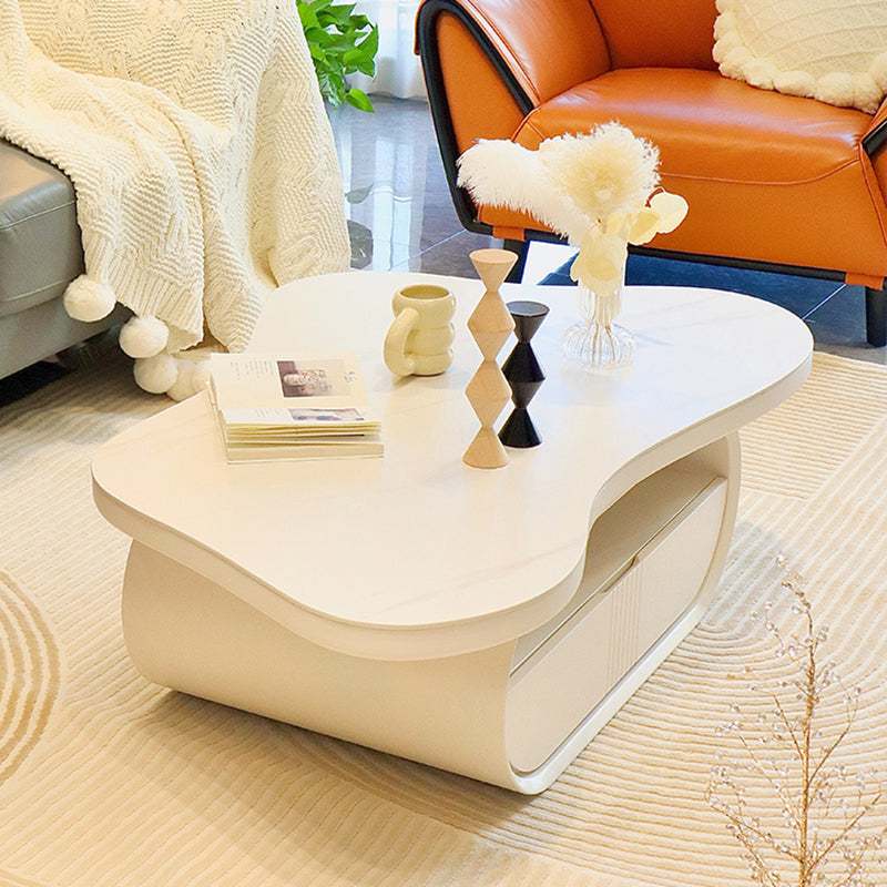 Slate Top Coffee or End Table Abstract Coffee Cocktail Table with Storage Drawers