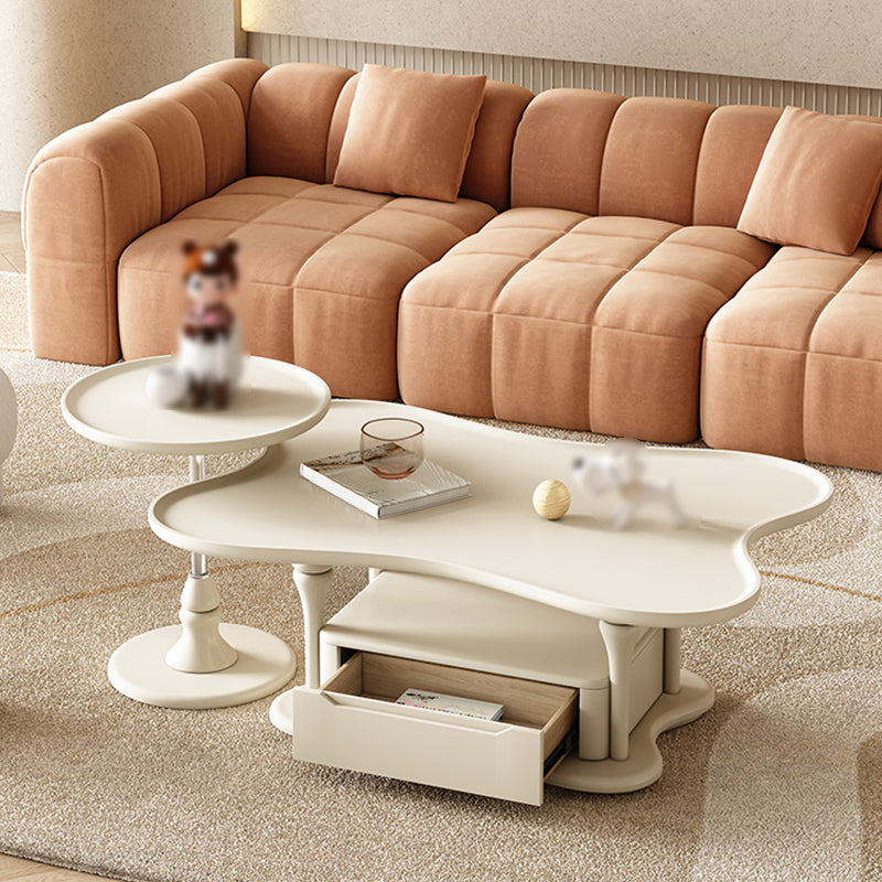 Modern Wood Coffee Table No Distressing Bunching Tables with Storage Drawers