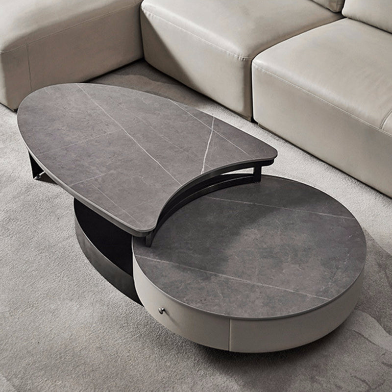 Slate Nesting Coffee Table Set Pedestal Coffee Table with 2 Drawers