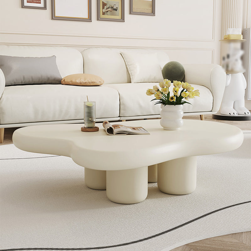 11"H Contemporary Coffee Table Single 4 Legs Coffee Cocktail Table