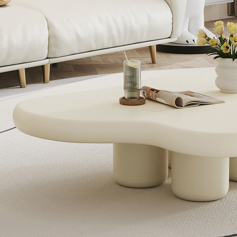 11"H Contemporary Coffee Table Single 4 Legs Coffee Cocktail Table