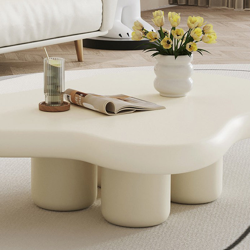 11"H Contemporary Coffee Table Single 4 Legs Coffee Cocktail Table