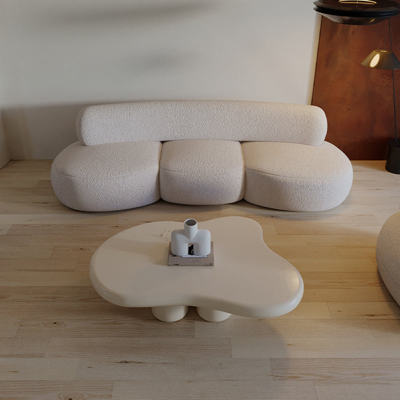 11"H Contemporary Coffee Table Single 4 Legs Coffee Cocktail Table