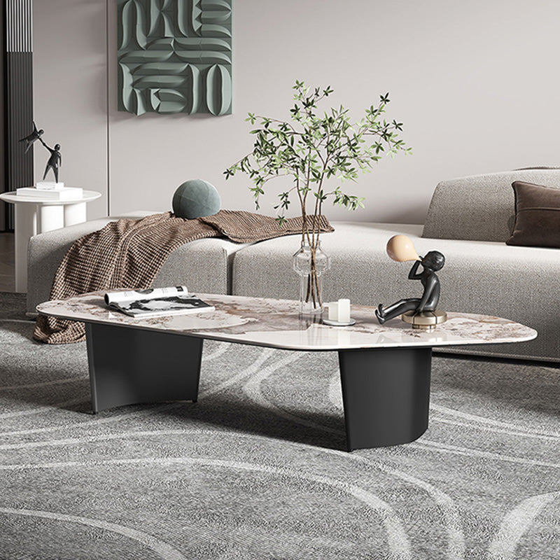 15"H Contemporary Coffee Table Single Stone Coffee Cocktail Table