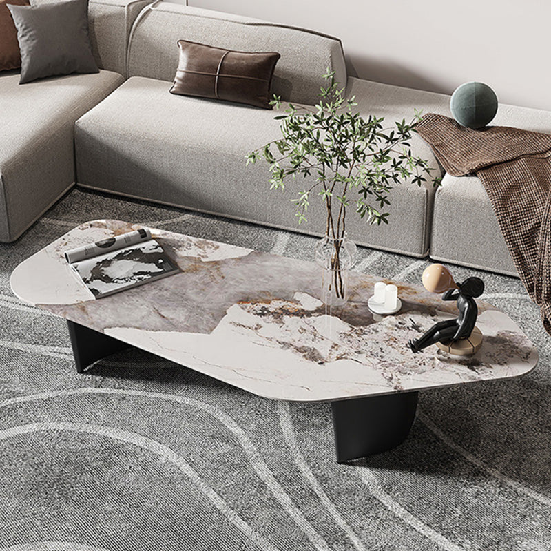 15"H Contemporary Coffee Table Single Stone Coffee Cocktail Table
