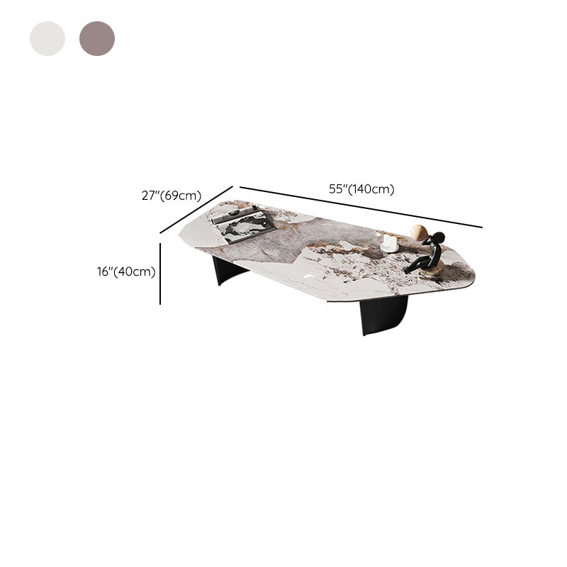 15"H Contemporary Coffee Table Single Stone Coffee Cocktail Table