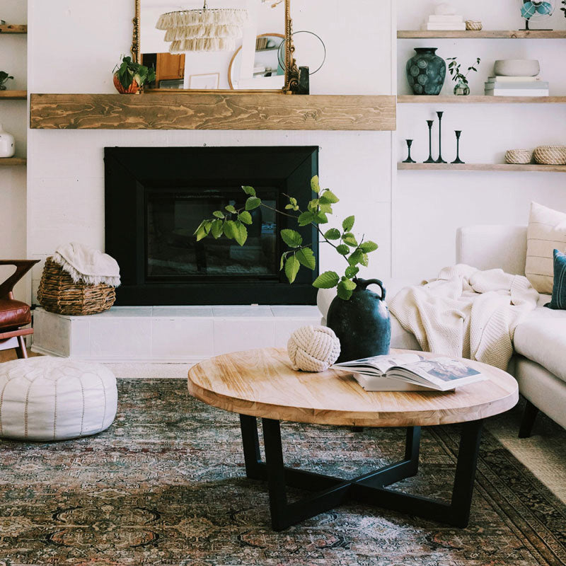 17"H Contemporary Coffee Table Solid Wood Single Coffee Cocktail Table