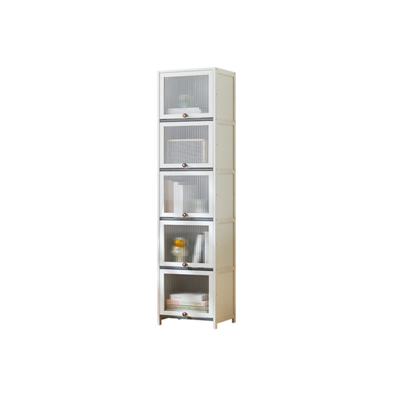 Contemporary Bamboo Accent Cabinet in White 12.6" D Chest with Glass Paned