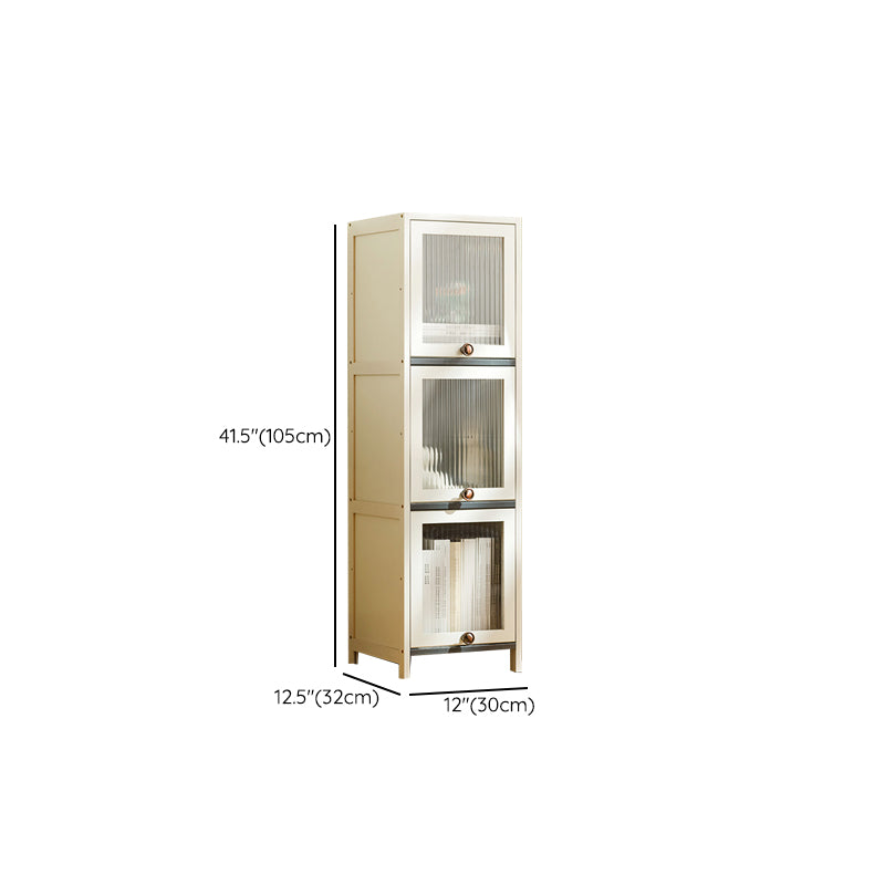Contemporary Bamboo Accent Cabinet in White 12.6" D Chest with Glass Paned