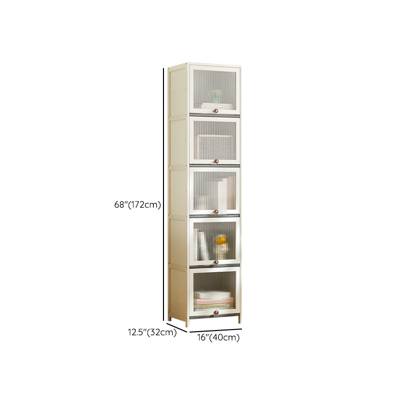 Contemporary Bamboo Accent Cabinet in White 12.6" D Chest with Glass Paned