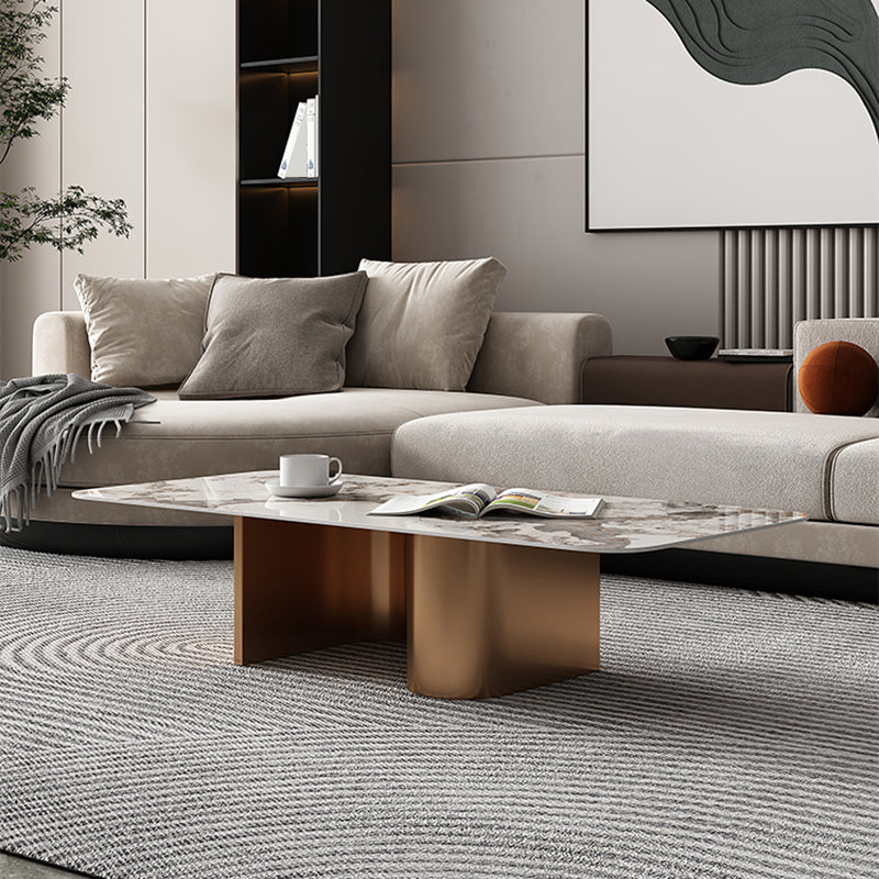Glam Abstract Coffee Table Slate Coffee Cocktail Table, Brushed