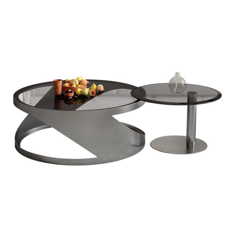 Glass Top Coffee or End Table Black Abstract Coffee Cocktail Table