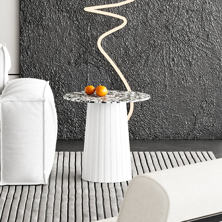 Round Terrazzo Pedestal Coffee Table Modern 2 Bunching Cocktail Tables