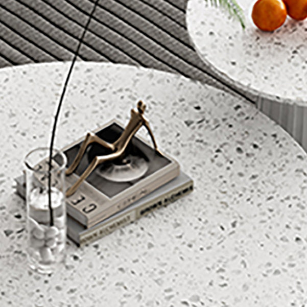 Round Terrazzo Pedestal Coffee Table Modern 2 Bunching Cocktail Tables