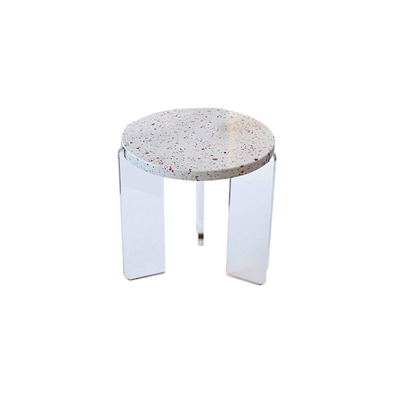 Contemporary Round Terrazzo Cocktail Table Metal/Acrylic 3 Legs Coffee Table
