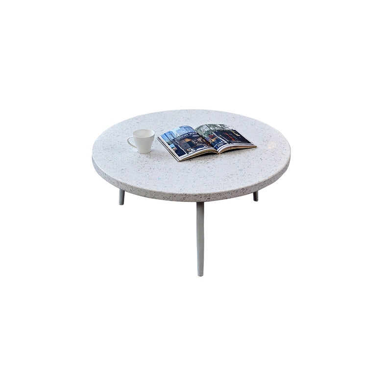 Contemporary Round Terrazzo Cocktail Table Metal/Acrylic 3 Legs Coffee Table