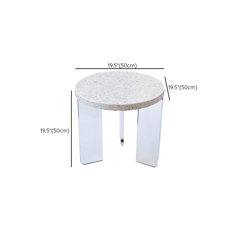 Contemporary Round Terrazzo Cocktail Table Metal/Acrylic 3 Legs Coffee Table