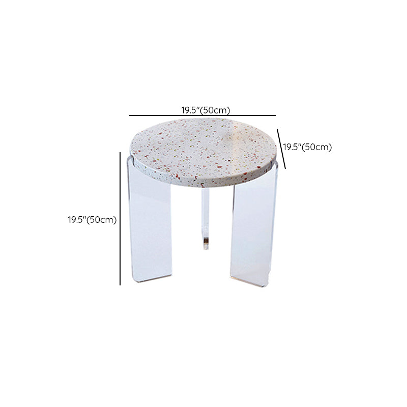 Contemporary Round Terrazzo Cocktail Table Metal/Acrylic 3 Legs Coffee Table
