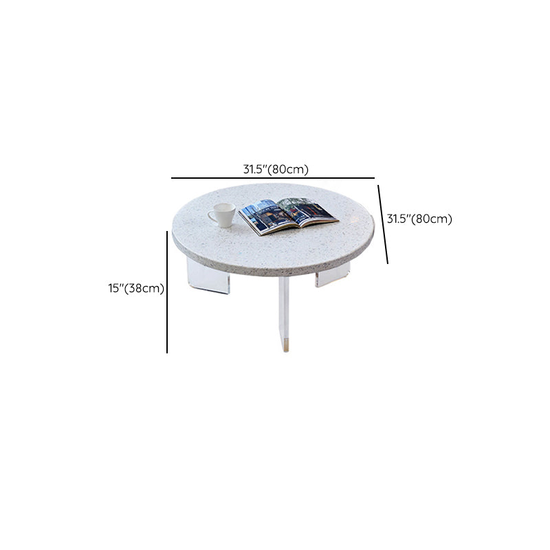 Contemporary Round Terrazzo Cocktail Table Metal/Acrylic 3 Legs Coffee Table