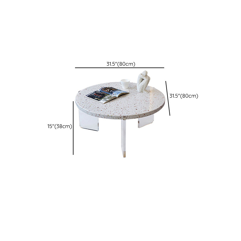 Contemporary Round Terrazzo Cocktail Table Metal/Acrylic 3 Legs Coffee Table