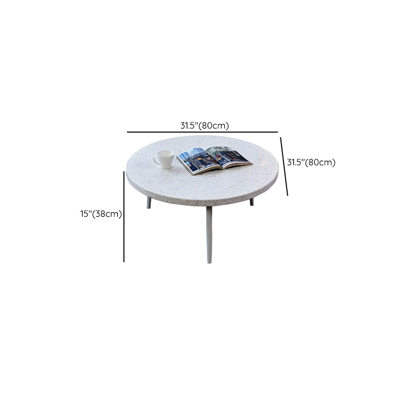 Contemporary Round Terrazzo Cocktail Table Metal/Acrylic 3 Legs Coffee Table