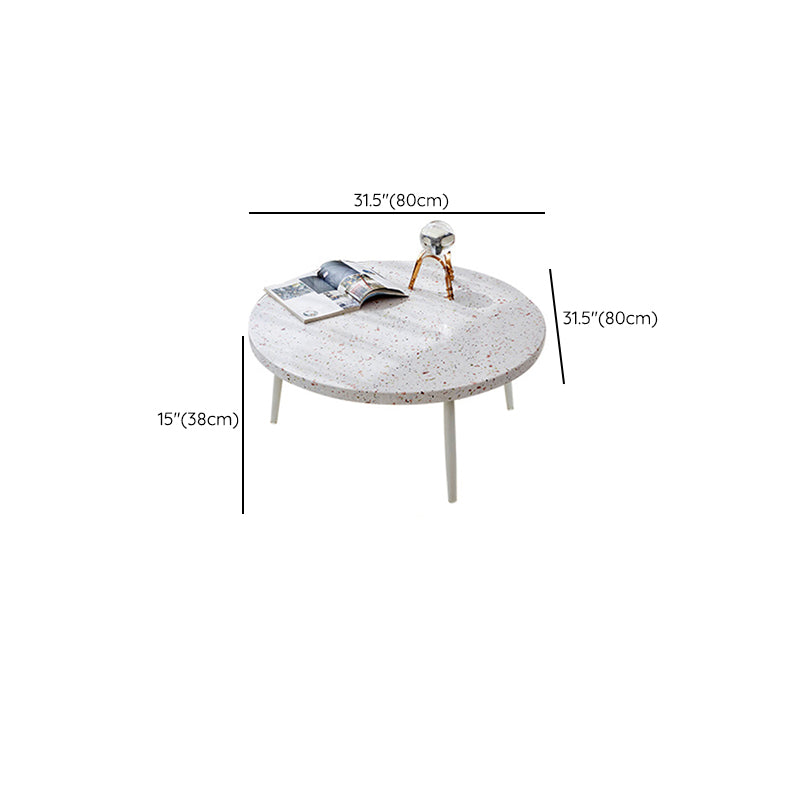 Contemporary Round Terrazzo Cocktail Table Metal/Acrylic 3 Legs Coffee Table