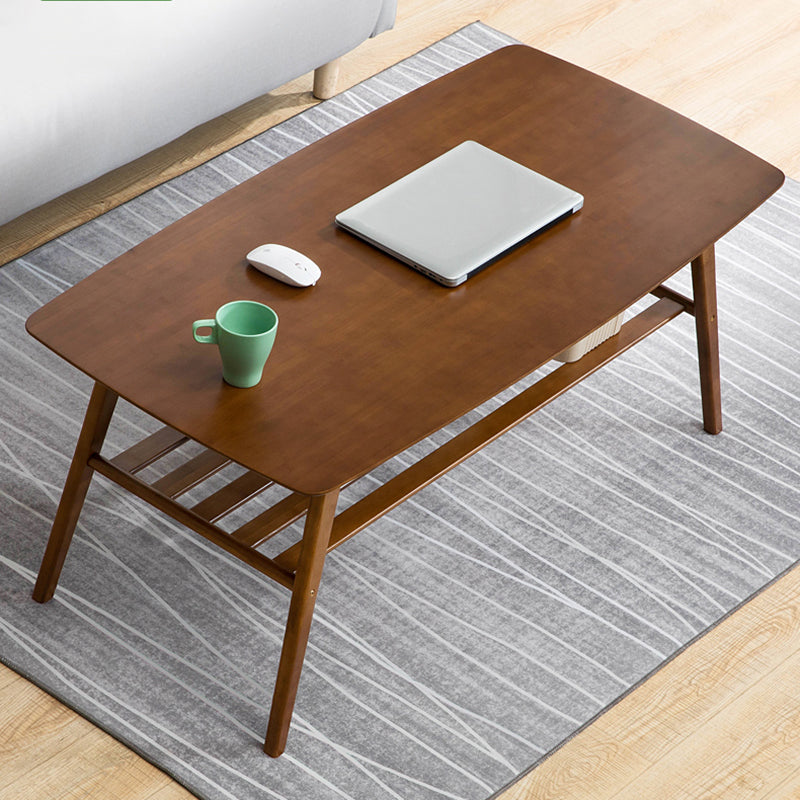 4 Legs Coffee Table Rectangular Single Coffee Table with Shelf