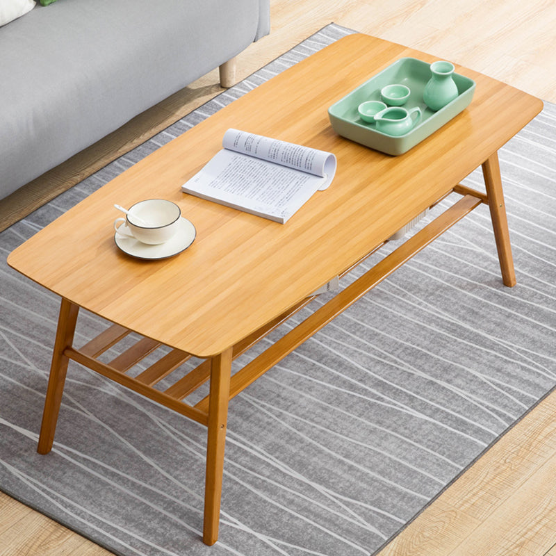 4 Legs Coffee Table Rectangular Single Coffee Table with Shelf