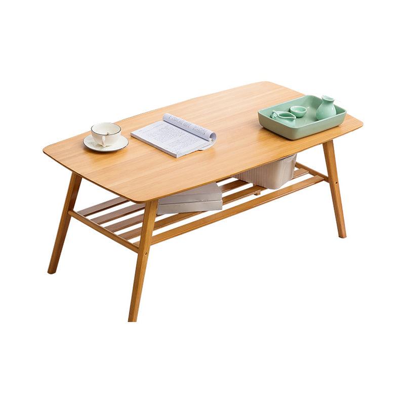 4 Legs Coffee Table Rectangular Single Coffee Table with Shelf