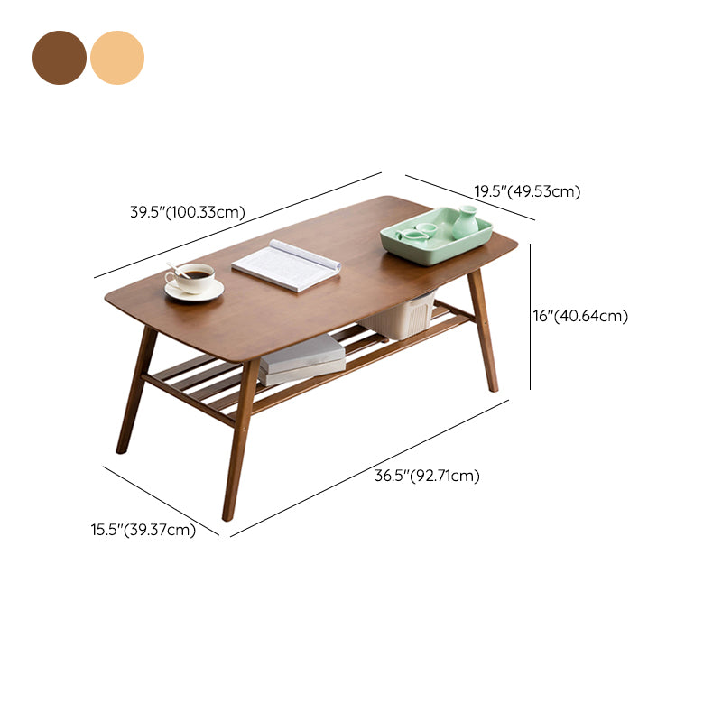 4 Legs Coffee Table Rectangular Single Coffee Table with Shelf