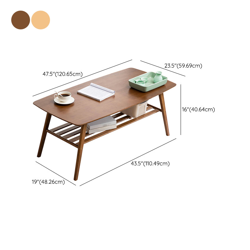 4 Legs Coffee Table Rectangular Single Coffee Table with Shelf