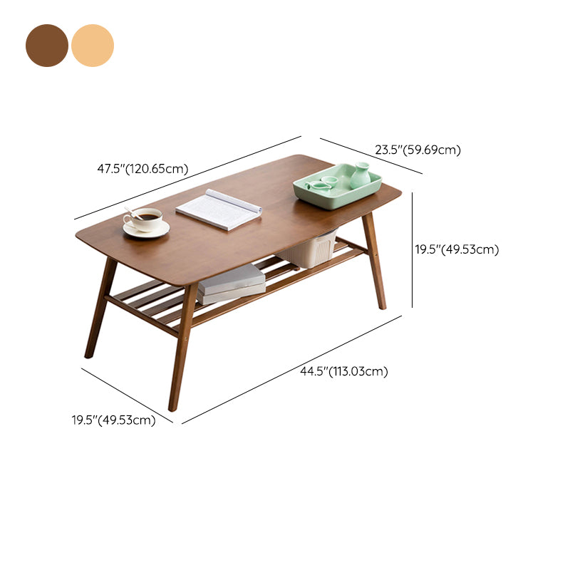 4 Legs Coffee Table Rectangular Single Coffee Table with Shelf