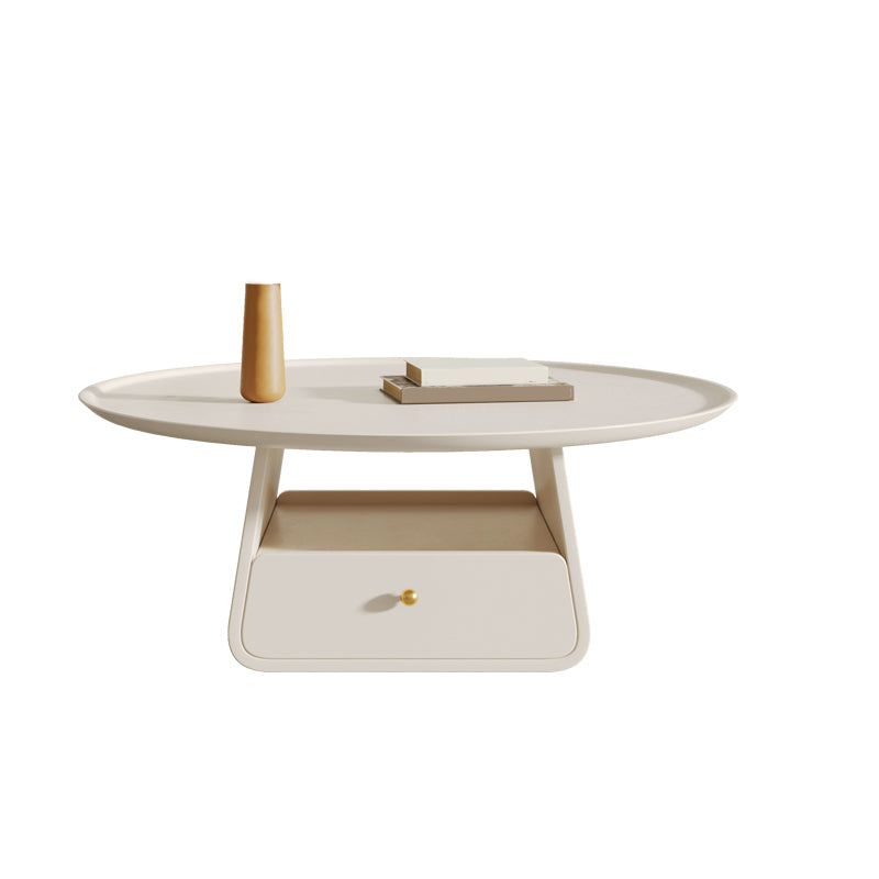 Pedestal 2-Piece Coffee Table Set Modern Round Tray Top Cocktail Table with Storage