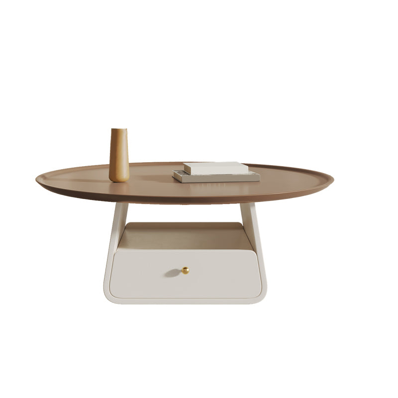Pedestal 2-Piece Coffee Table Set Modern Round Tray Top Cocktail Table with Storage