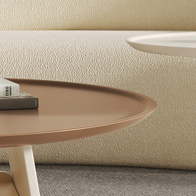 Pedestal 2-Piece Coffee Table Set Modern Round Tray Top Cocktail Table with Storage