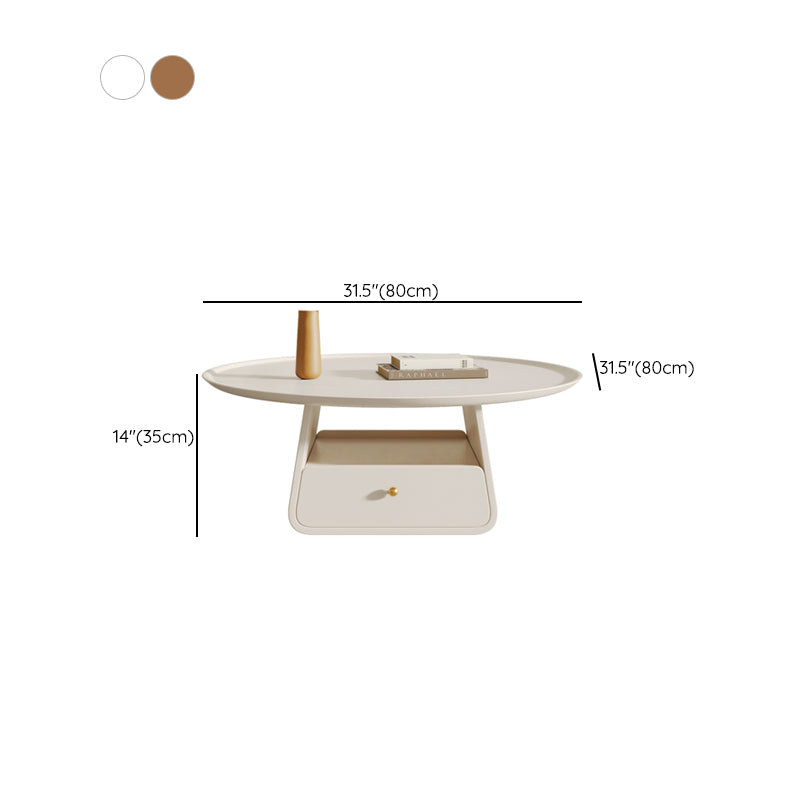 Pedestal 2-Piece Coffee Table Set Modern Round Tray Top Cocktail Table with Storage