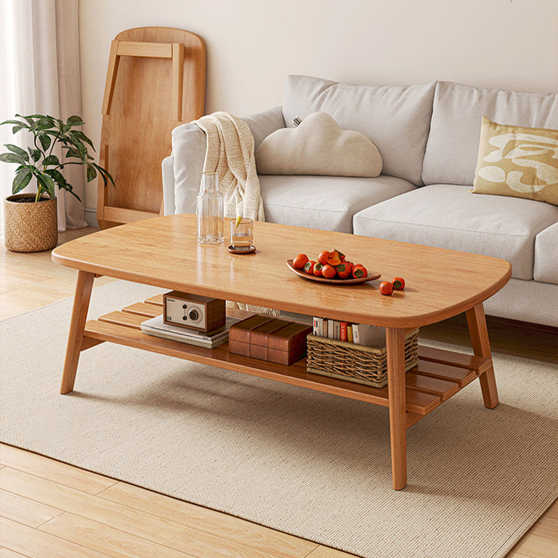 Rectangle Bunching Tables Solid Wood Coffee or End Table with Storage Shelf