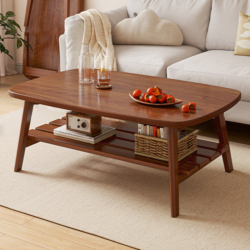 Rectangle Bunching Tables Solid Wood Coffee or End Table with Storage Shelf