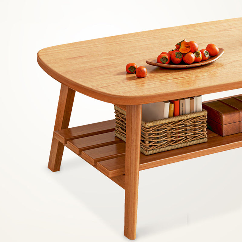 Rectangle Bunching Tables Solid Wood Coffee or End Table with Storage Shelf