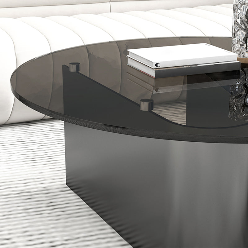 Round Glass Top Bunching Tables Black Abstract Coffee Cocktail Table
