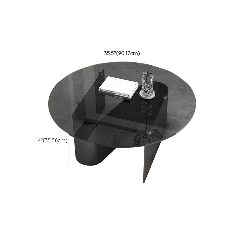 Round Glass Top Bunching Tables Black Abstract Coffee Cocktail Table