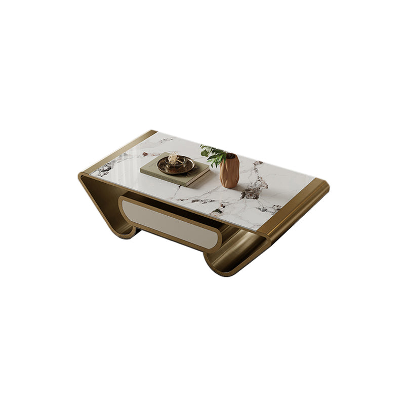 Slate Abstract Coffee Table Glam Rectangular Cocktail Table with Storage Drawer