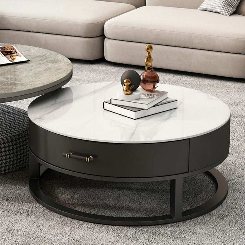 Frame Coffee Table Set Slate Cocktail Table with Storage Drawers