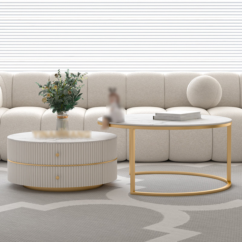 Round Nesting Coffee Table Set Frame Coffee Table with Storage