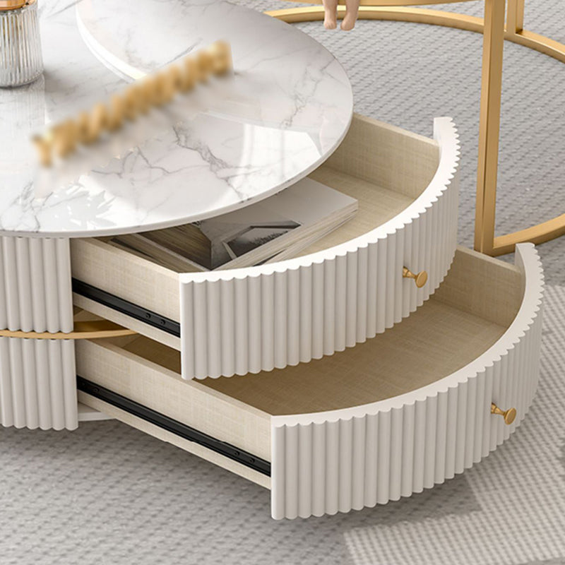 Round Nesting Coffee Table Set Frame Coffee Table with Storage