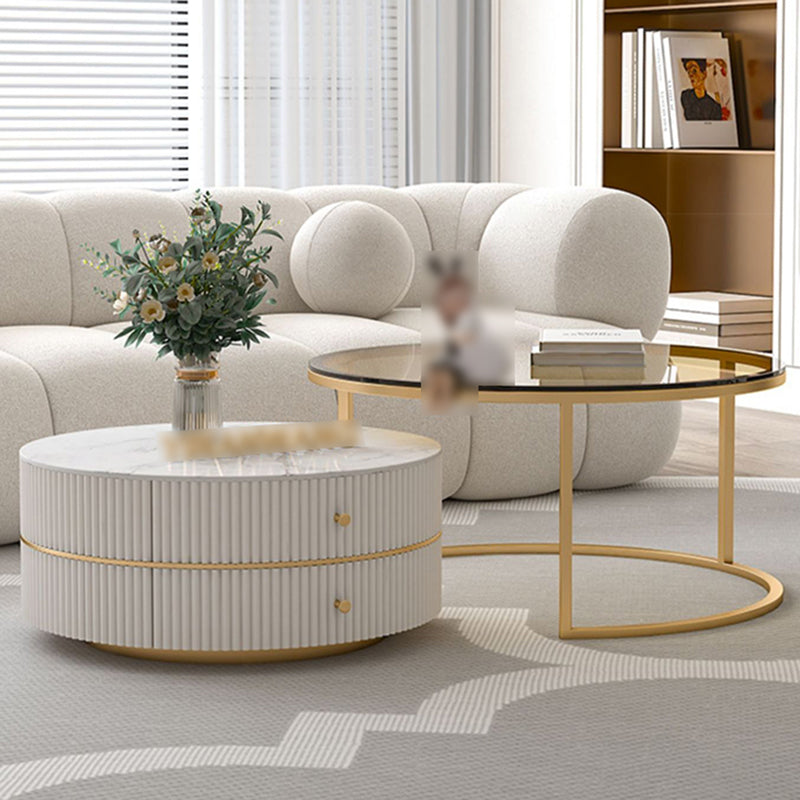 Round Nesting Coffee Table Set Frame Coffee Table with Storage