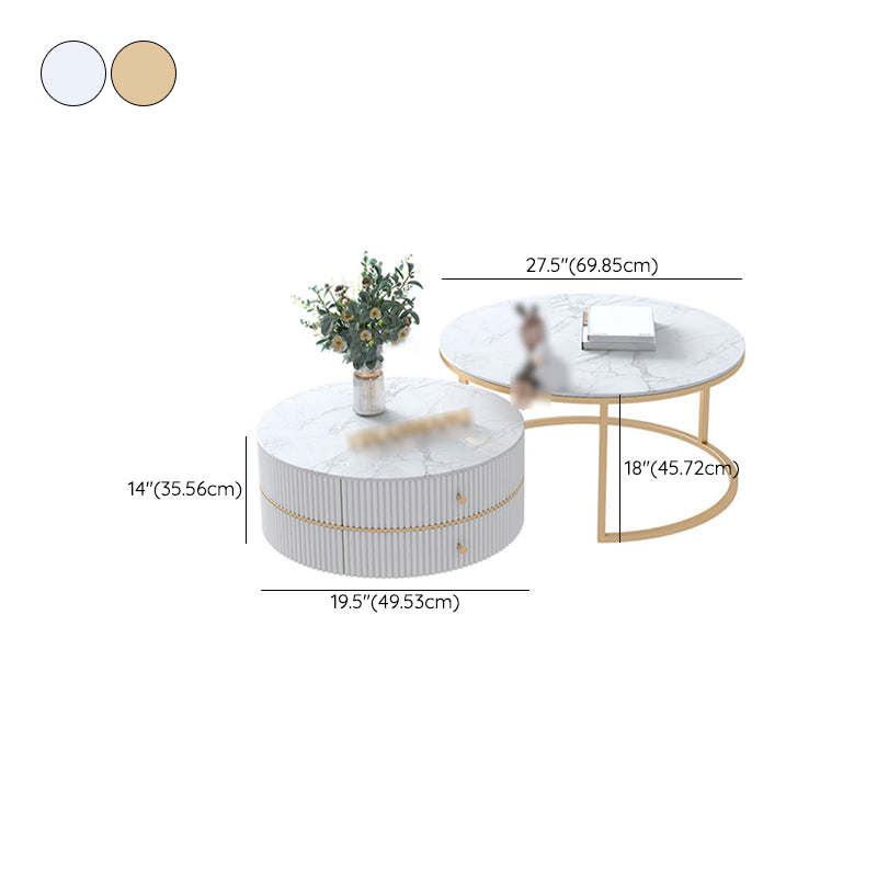 Round Nesting Coffee Table Set Frame Coffee Table with Storage
