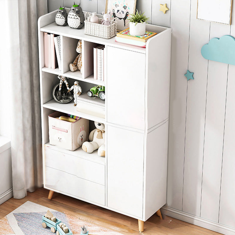 Contemporary Wooden Cabinet with Shelves and Drawers and Straight Legs